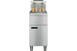 Backychu 4-Burner Commercial Deep Fryer CSA - 120,000 BTU/h Gas Fryer, 40-50 lbs Capacity, Adjustable Thermostat 200°F-400°F, Stainless Steel Gas Deep Fryer for Restaurants