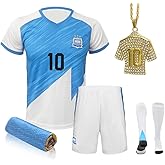 Gieyhm Soccer Jerseys Sports Team Training Uniform Boys and Girls Youth Shirts with socks and necklaces,Cooling Towel.