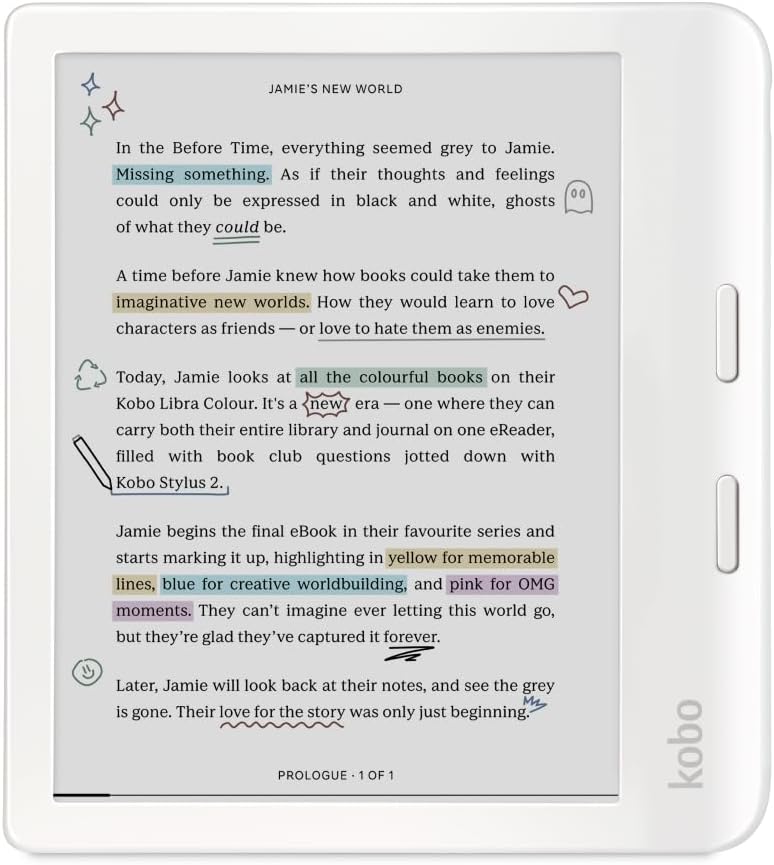 Kobo Libra Colour eReader 7" Kaleido 3 Waterproof 32GB White