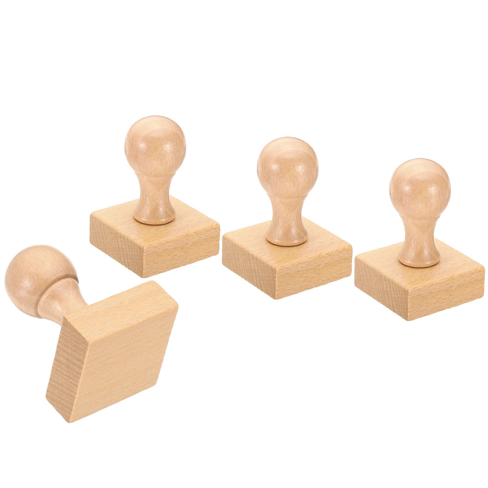 PATIKIL 40mm Stamp Wood Square Handle, 4 Pack Wooden Knobs Stamp Mounts Drawer Pulls for Stamp Making DIY Crafting Scrapbooking, Brown