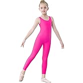 YgneeDom Kids Girls Sleeveless Tank Unitards One Piece Stretchy Spandex Full Body Leotard Bodysuit Dance Costumes