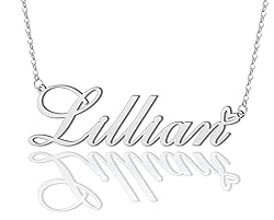 AOLO Lillian Heart Name Necklace Silver Stainless