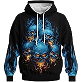 GHUALURU Men's Casual Skull Hoodies Sweatshirt Vintage Graphic Pullover Long Sleeve with Pocket