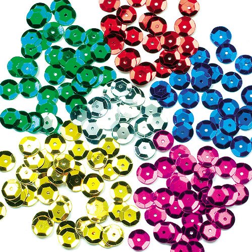 Baker Ross EX4523 Coloured Sequins Value Pack — Kids' Crafts and Art Projects, Cards, Party Bags, and Decorations (90g), Assorted