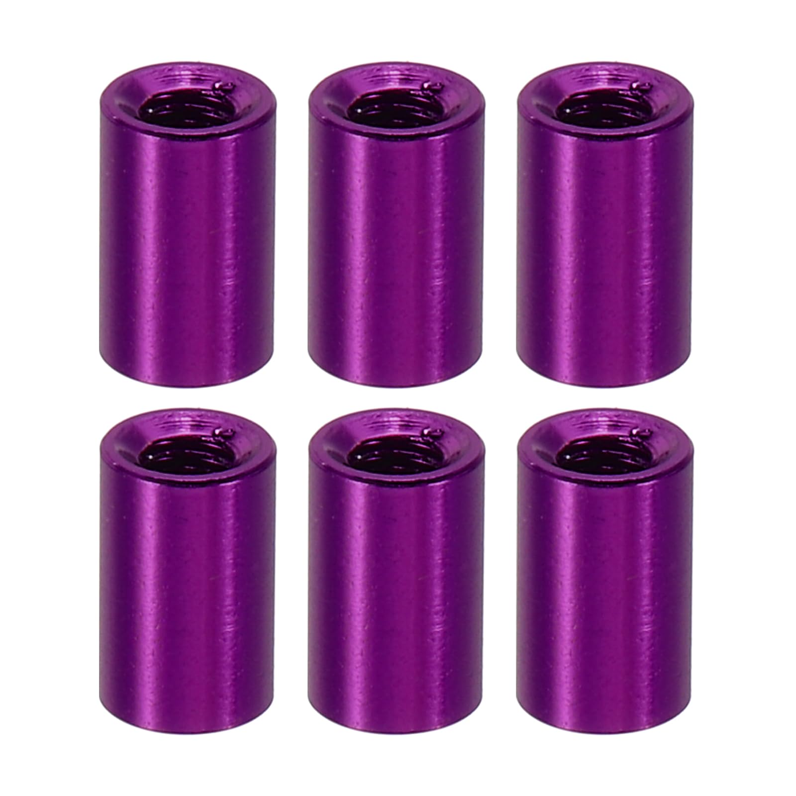 PATIKIL 12pcs M3 Metal Threaded Standoff Spacer Nuts, Round Aluminum Spacers Female Coupling Screws, 1/8" ID x 3/16" OD, Purple 3x5x8mm
