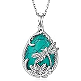 Daixiya Dragonfly Turquoise Necklace 925 Sterling Silver Dragonfly Pendant Necklace Turquoise Jewelry Gifts for Women