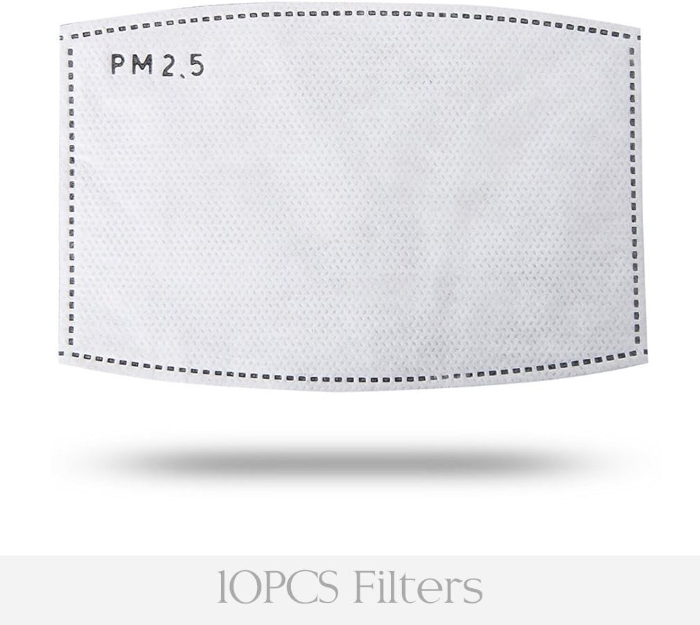 Lyanty Anti Pollution Mask Military Grade N95 Mask Washable Cotton Mouth Masks Replaceable Filter （10pcs Filters)