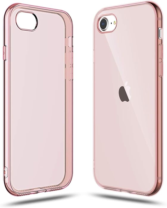 Shamo's Transparent Shock Absorption TPU Rubber Gel Case (Pink) Compatible with iPhone SE 2020 (2nd Generation) iPhone 7 and iPhone 8