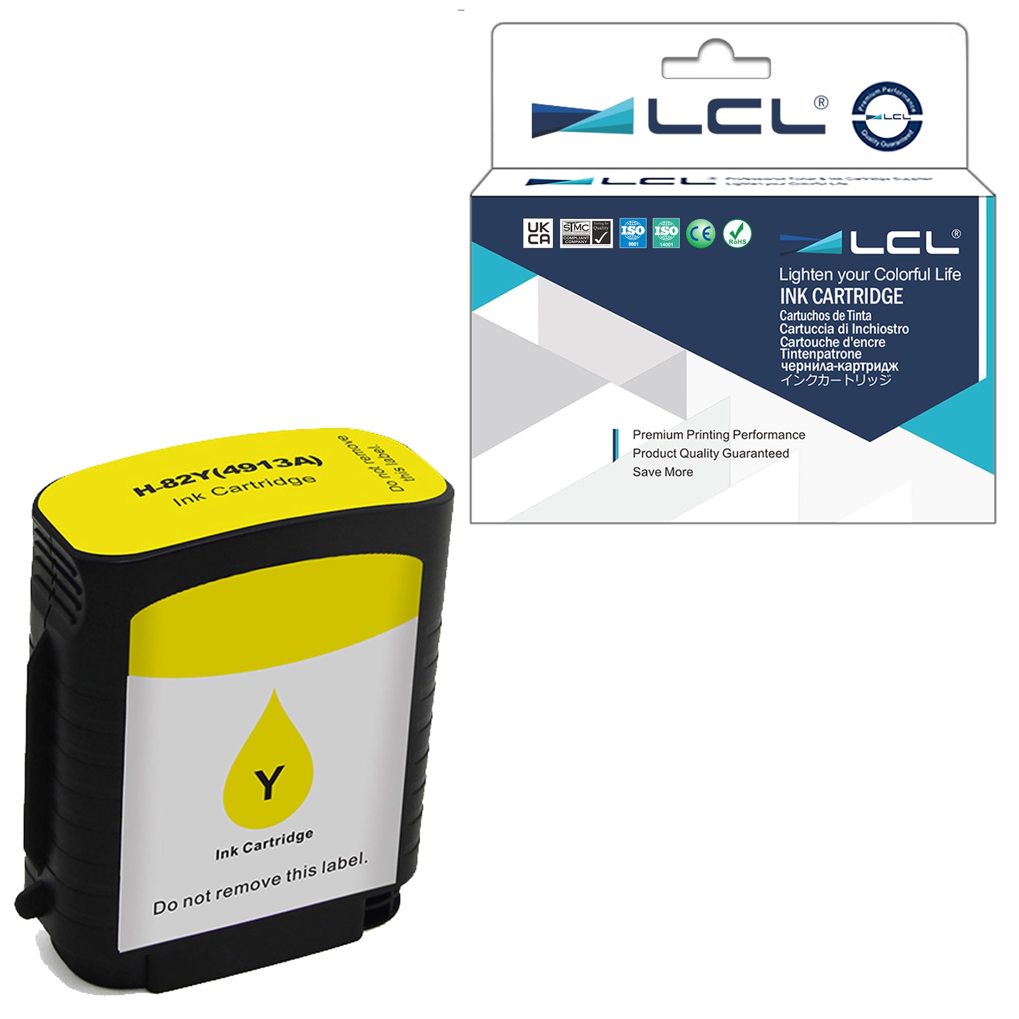LCL Compatible Ink Cartridge 82 C4913A (1 Yellow) Replacement for HP DesignJet printers: 510 Designjet 500 500ps 500Plus 800 800ps 815 815mfp 820 820mfp