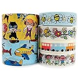 Crafty Rabbit Kids Stuff Washi Tape - Set of 6 Rolls - 196 Feet Total - Multicolor