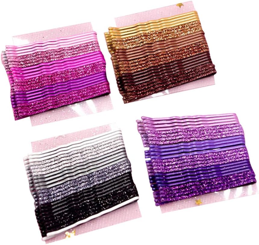 Beaupretty 96pcs Glitter Hair Clips Stoving Varnish Hair Pins Bobby Pins Metal Styling Barrettes (Golden, Pink