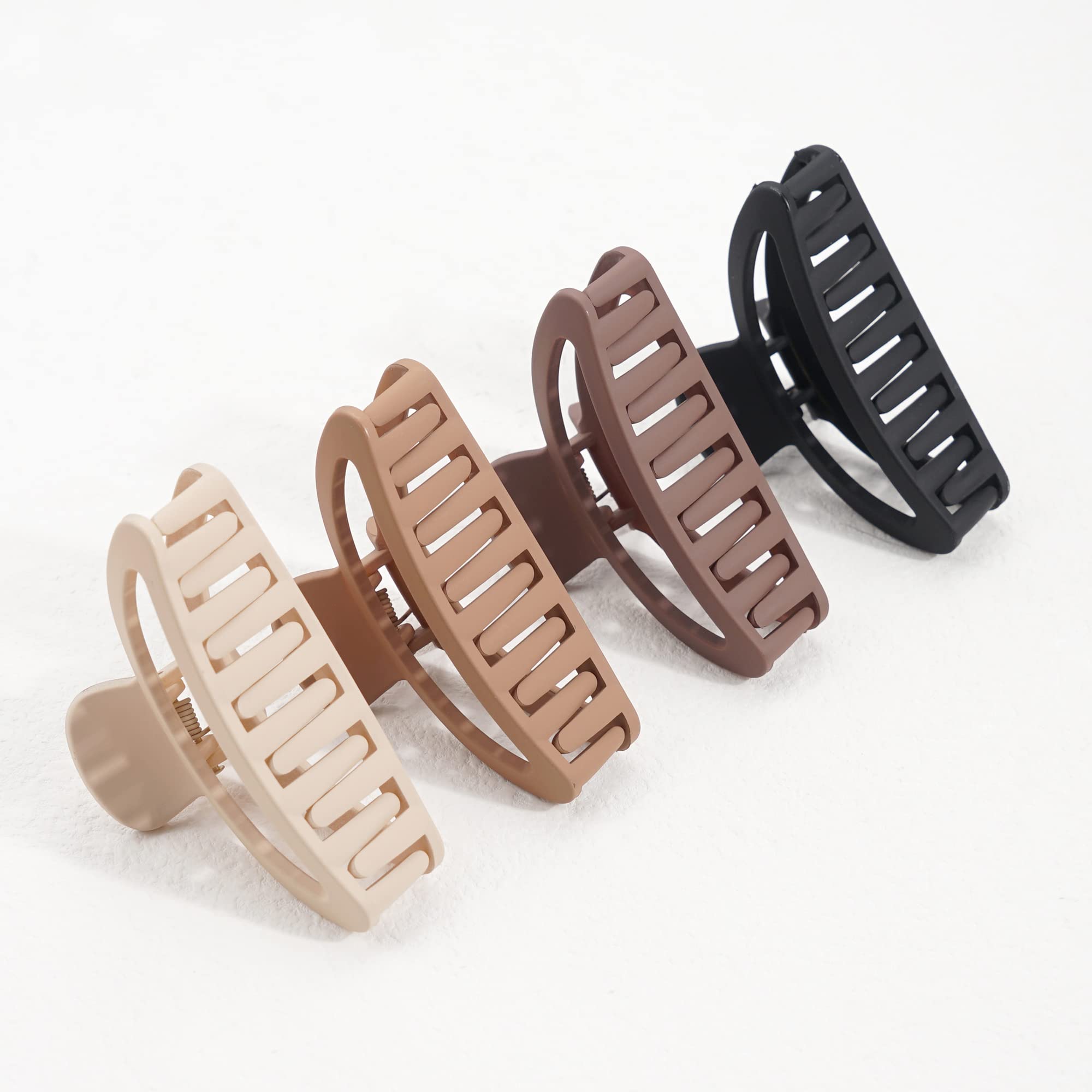 JOYOYO 4 Pcs Claw Clips for Thick Hair Natural Colors Hair Clips Hair Claw Clips for Women and Girls, Lightweight Non-slip with Comb Teeth Strong Hold Large Size 3.5 Inch