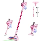 Trucozie Cordless Vacuum Cleaner, 8-in-1 Lightweight Stick Vacuum with 45mins Runtime, Powerful Suction, Green Light &amp; Self-Standing Vacuum Cleaners for Home, Hardwood Floors, Carpet, Pet Hair, Pink