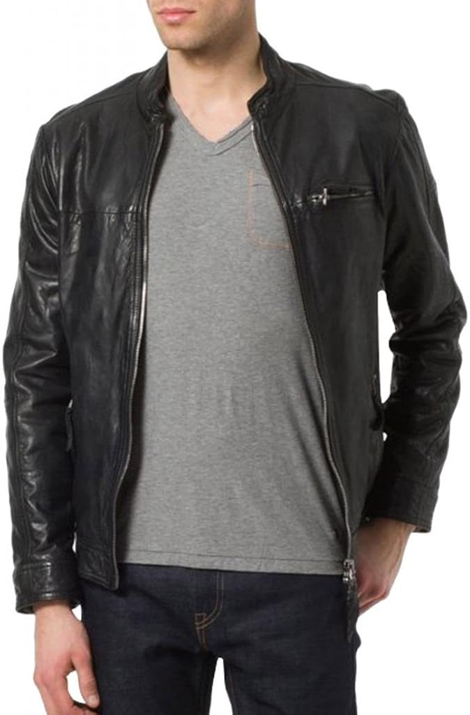 Pristine Leather Mens Biker Genuine Sheep Leather Slim Fit Bomber Party Jacket