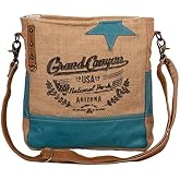 Myra Bag Western Leather Shoulder Bag for Women, Upcycled Canvas Crossbody Bag - Grand Canyon