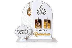 YYBD Eid Ramadan Countdown Calendar 2026 Ramadan Countdown Calendar Decorations White Acrylic Table Decor 30 Days Til Eid Sig