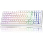 AULA F99 Wireless Mechanical Keyboard,Triple-Mode(BT5.0/2.4GHz/USB-C),Gasket Mounted Creamy Keyboard with Linear Switches, Si