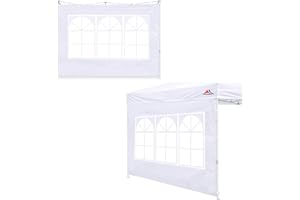 SCOCANOPY SideWall with Window for 10x10 Canopy Frame, 2 Pcs Sunwalls Only,White