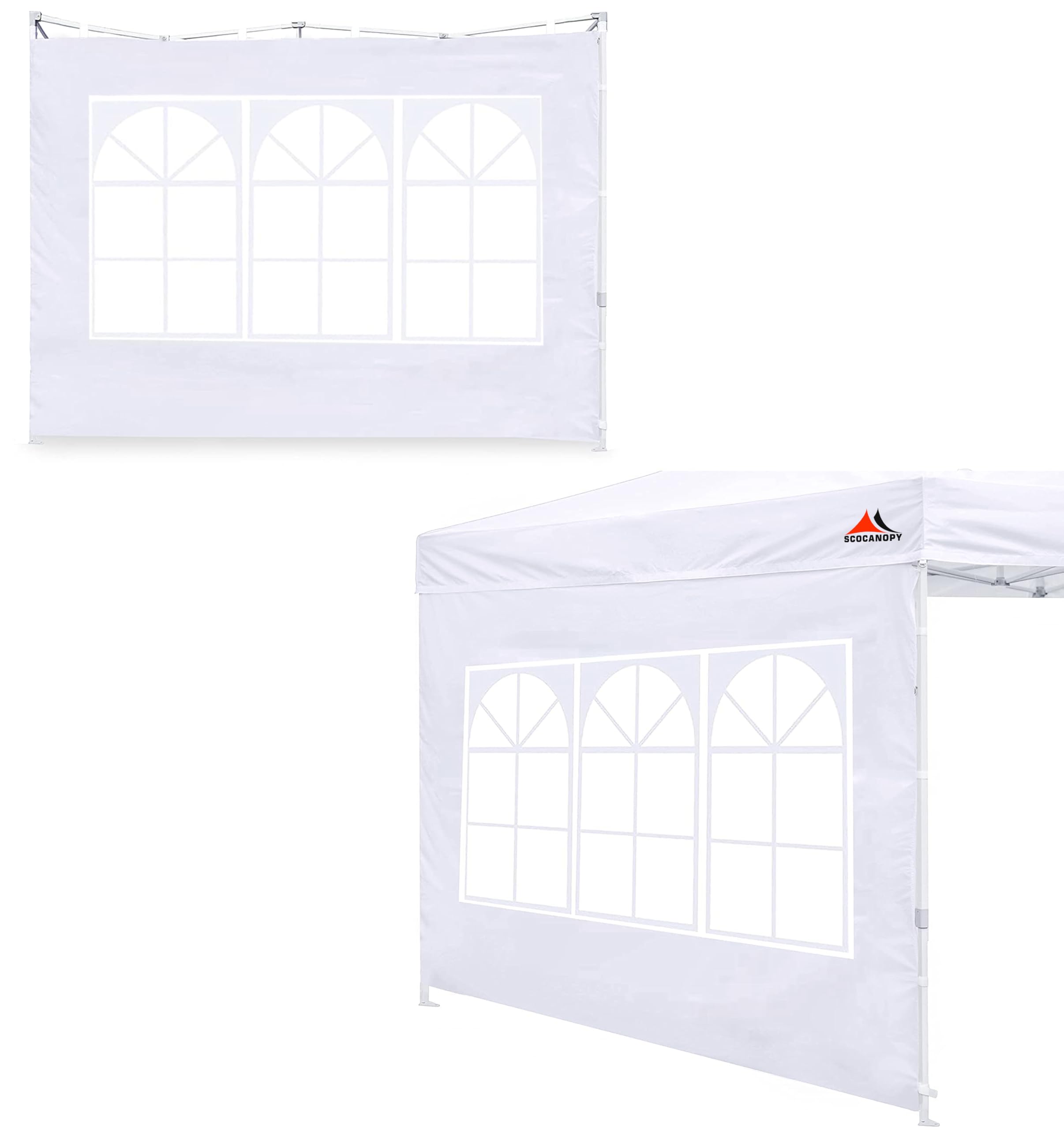 SCOCANOPY SideWall with Window for 10x10 Canopy Frame, 2 Pcs Sunwalls Only,White Image