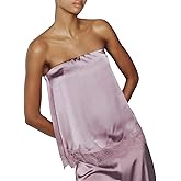 Women Y2K Lace Trim Satin Tube Top Silk Strapless Loose Bandeau Top Sexy Going Out Layering Shirt Streetwear