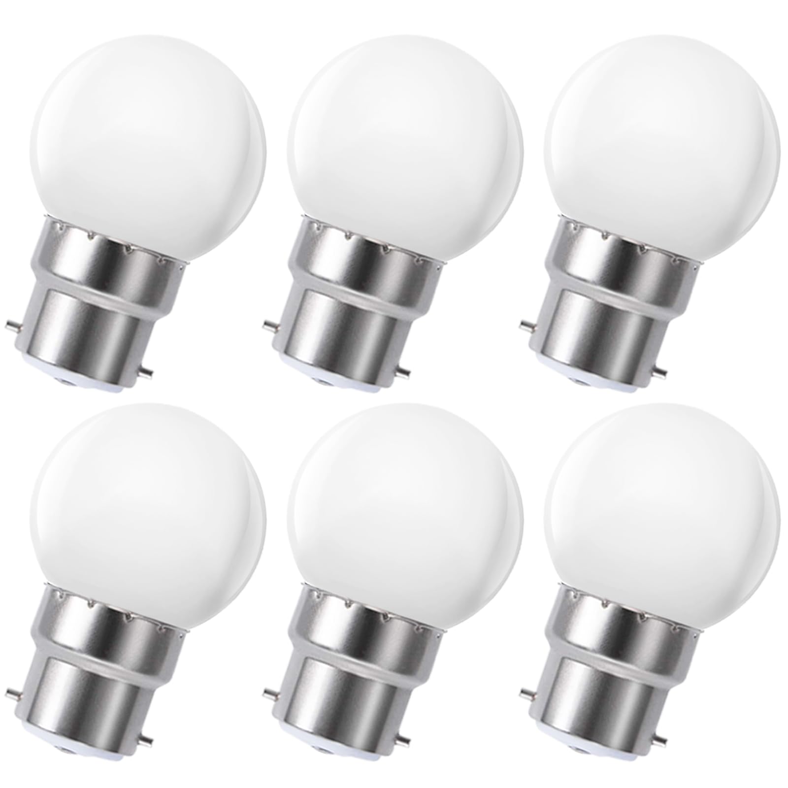 Suncan LED Light Bayonet Cap B22, 3W 155LM LED Bulbs, Warm White Bayonet Light Bulb 3000K, 20W Equivalent Replacement G45 LED Bulb, Matte PC Golf Light Bulbs, No Flicker, Pack of 6, ZW-G45-CSQP-3W