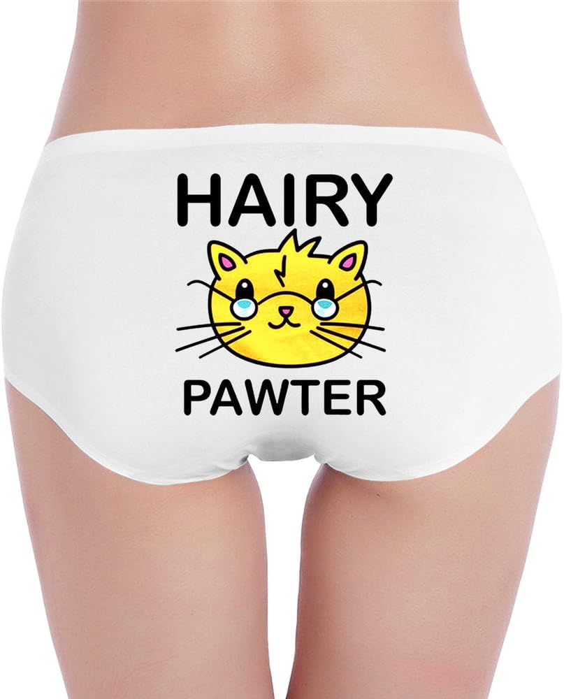 Womens,Low-Waist Cat Lovers Movie Parody Kitty Sexy Thong Underwear White