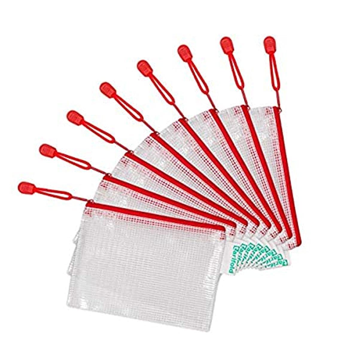 Djois, 509063 Zip Storage Bag, A6, Red, Pack of 8, Reinforced Zip Bags, Ultra Robust Material, Tear-Resistant, Perfect for Documents, Office, Thematic Organisation — image 1