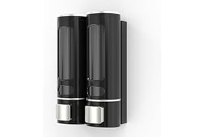 Solopen Shampoo and Conditioner Dispenser Shower soap Dispenser No Drill Wall-Mounted Easy Installation for Bathroom Hotel Large Capacity Black (Shampoo Dispenser 2 Chamber)