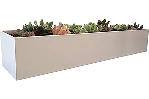 PSOIRGCNH Modern Metal Trough Planter - Rectangle Succulent Planter Box - 32" Window Sill Planters - Decorative Indoor/Outdoo
