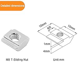 100pcs 2020 Series Sliding T-Nuts Metric M5 Thread