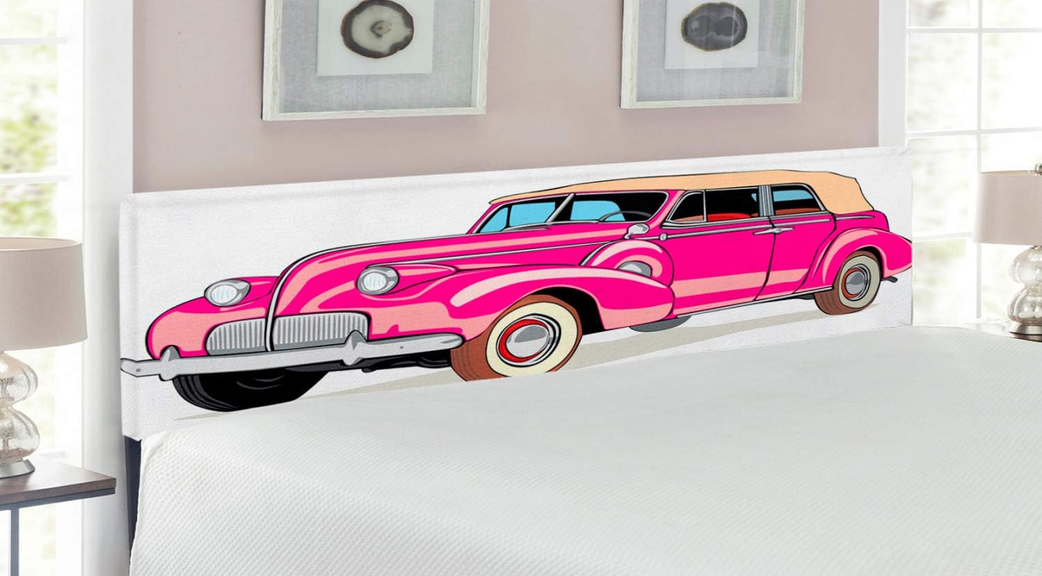 Amazon.com - Ambesonne Cars Headboard, Convertible Car Fifties Curved