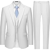 MAGE MALE Mens Two Button 3-Piece Suits Slim Fit Tuxedo Set with Blazer Jacket Vest & Pants for Wedding Prom Business