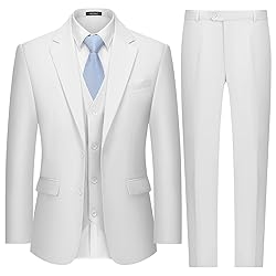 MAGE MALE Mens Two Button 3-Piece Suits Slim Fit