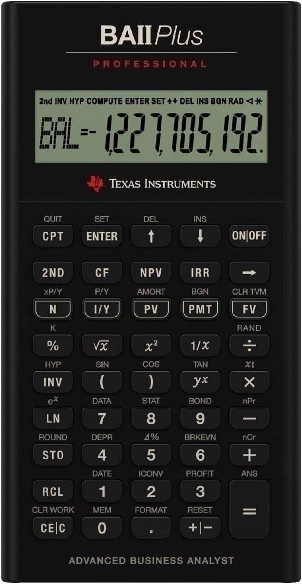 Texas Instruments BA II Plus Professional Advanced Financial Calculator by Texas Instruments, Black, Small