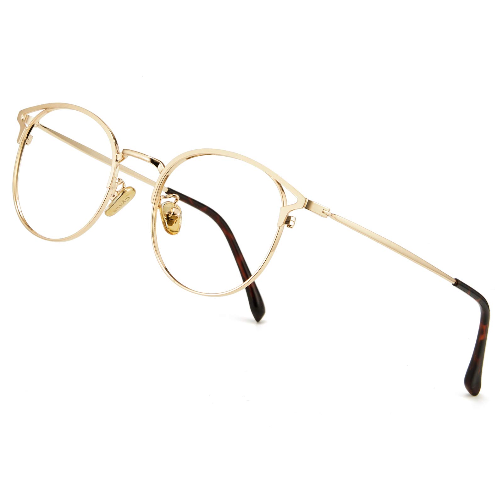 Cyxus Cat Eye Blue Light Glasses Anti Eyestrain Computer Eyeglasses Clear Lens Retro Eyewear for Men and Women 8092T06(Gold Frame Clear Lens)