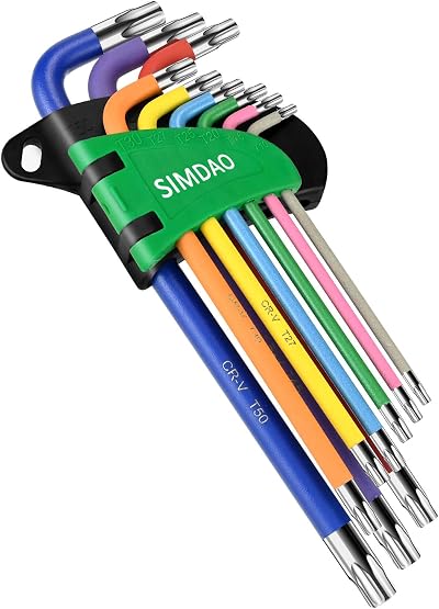 SIMDAO 9Pcs Metric Hex Key Set with Color Coding and Torque Handle 2-4.6mm