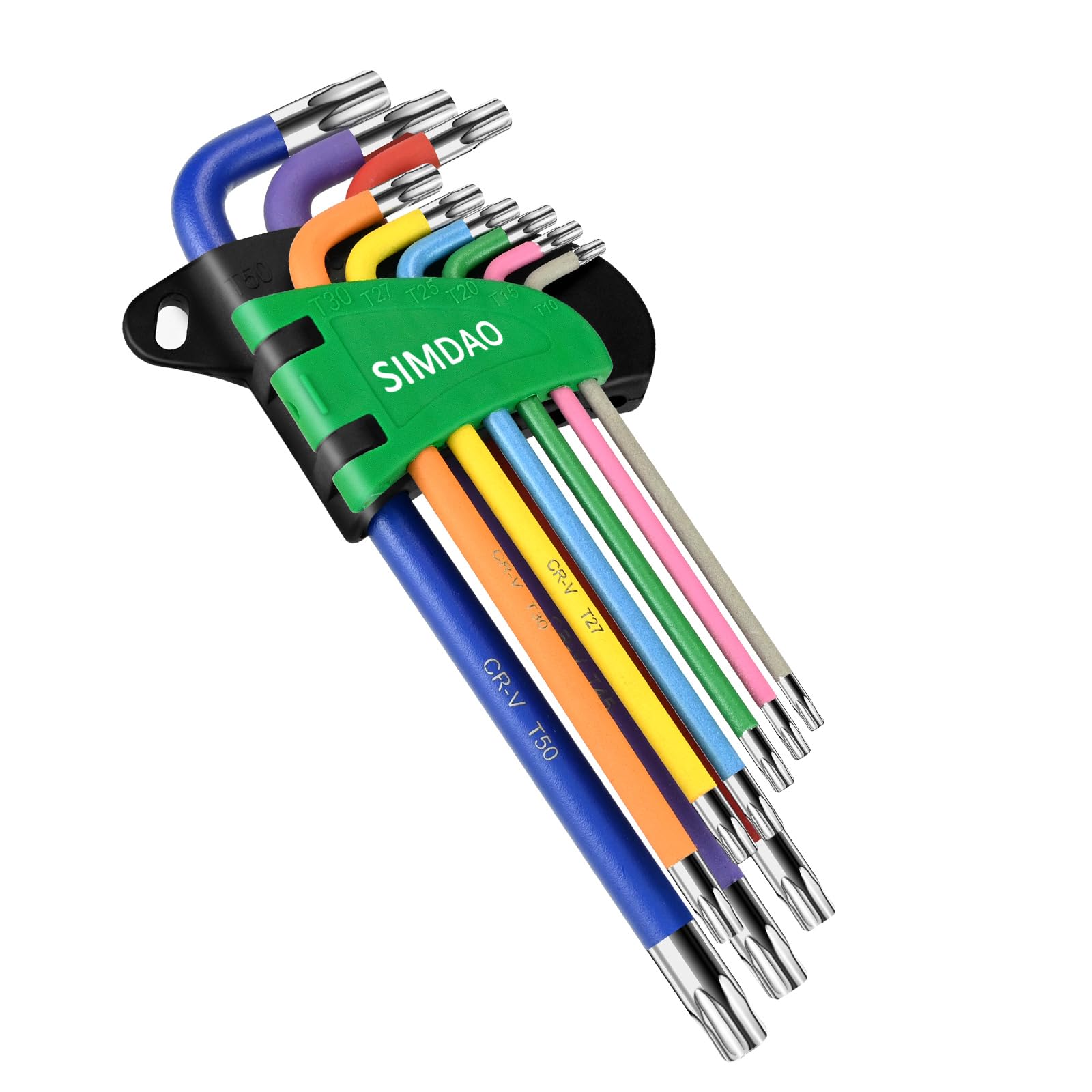 SIMDAO 9Pcs Metric Hex Key Set,Star Allen Key Set with Color Coding and Torque Handle 2-4.6mm,T10-T50 Anti-Slip Long Ball End Hex Wrench Set, for Disassembly and Maintenance