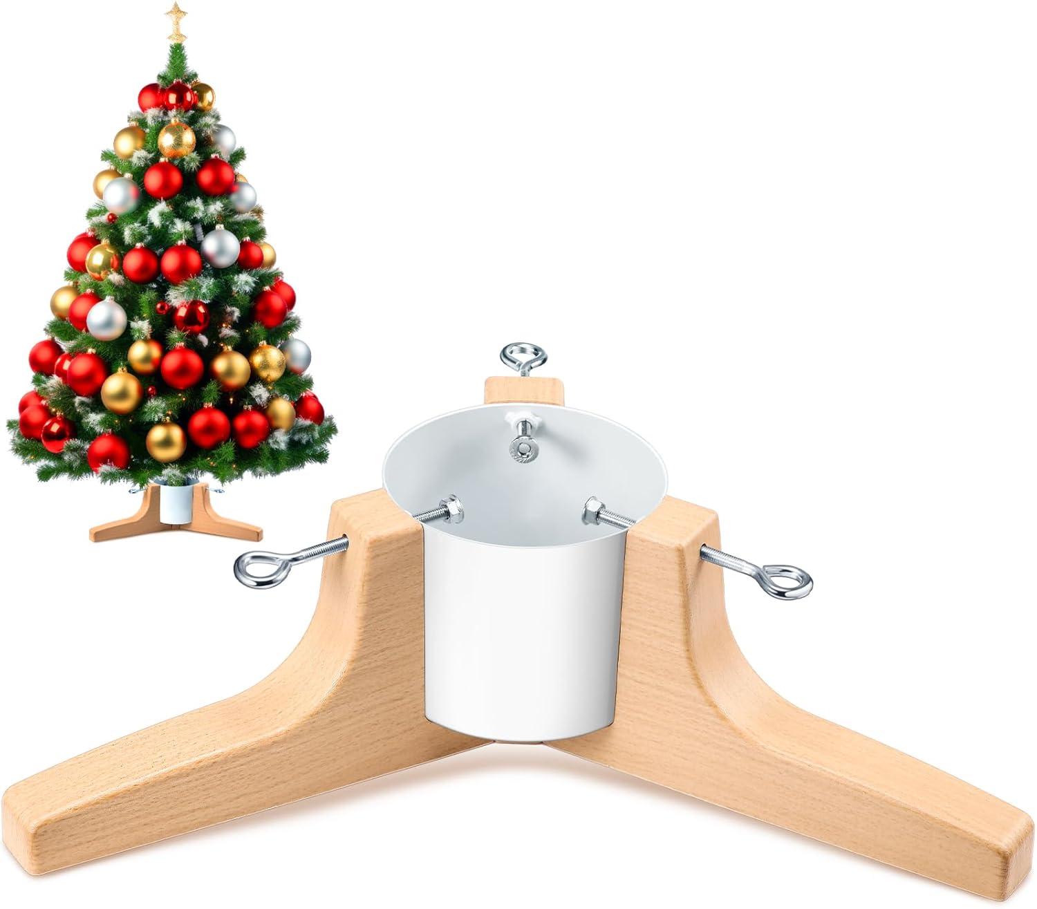 Tree Stands - Soaoo Christmas Tree Stand for Live Real Tree Xmas Tree Holder Base for Live Tree up to 9.2 ft Replacement Tree Stand for 1.97 Inch-5.5 Inch Trunk Diameter, 0.58 Gallons Water Capacity (White)