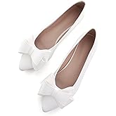 SAILING LU Womens Bowknot Ballet Flats Pointy Toe Casual Flat Shoes Suede Dressy Wear to Work Slip-Ons Moccasins