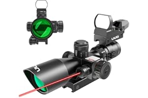 UUQ 2.5-10x40 Combo Rifle Scope, Dual Illuminated Mil-dot Reticle, W/Mini Reflex 3 MOA Red Dot Sight and Laser Sight