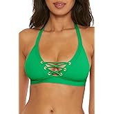 Becca Womens Modern Edge Halter Bikini Top, Adjustable, Tie Back, Swimwear Separates for Women
