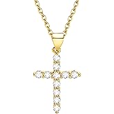 Cross Necklace for Women,14K Gold Plated Cubic Zirconia Cross Necklace for Women Trendy，Cross Faith Pendant Necklaces，Simple Delicate Religious Christian Baptism Faith Jewelry Gifts for Woman