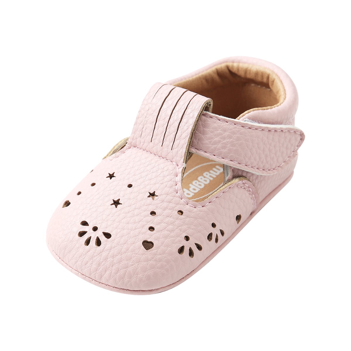 Kuner Baby Girls Pu Leather Embroidered Soft Bottom Non-Slip Princess Shoes First Walkers Shoes