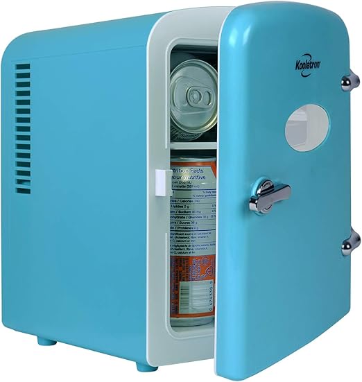 koolatron krt04 g refrigerador personal retro de 4 litros 6 latas ac dc portatil mini nevera refrigerador termoelectrico en azul para coches