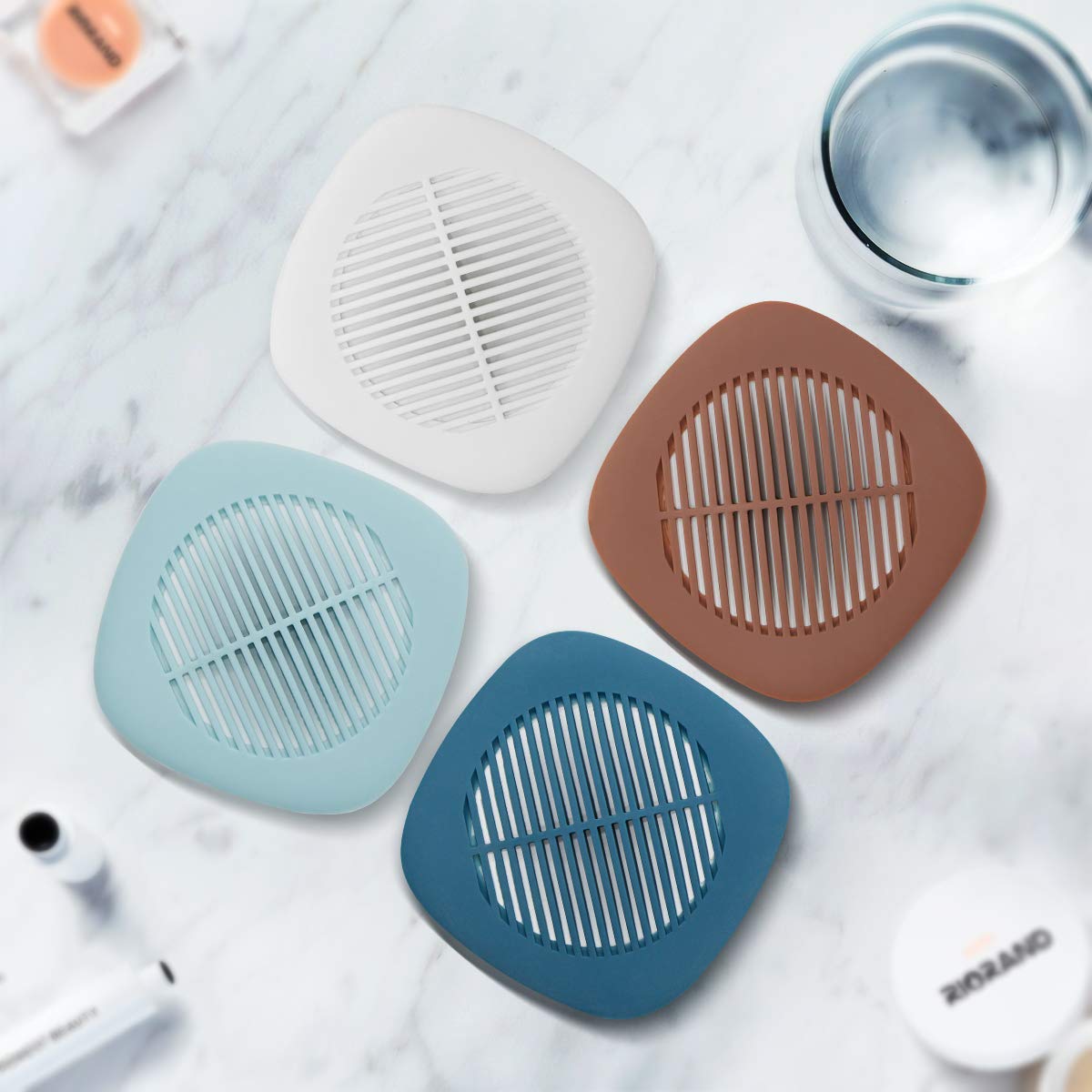 Drain Hair Catcher,Durable Silicone Hair Stopper Shower Drain Covers Drain Filter for Bathroom Kitchen (4 color)