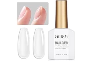 AILLSA Clear Builder Gel for Nails 7 In 1 Hard Gel Polish for Nail Thickening Natural Strengthener Gel Nail Polish Transparent Extension Gel Rhinestone Glue for Nail Art Base Coat Needed 0.51 Oz