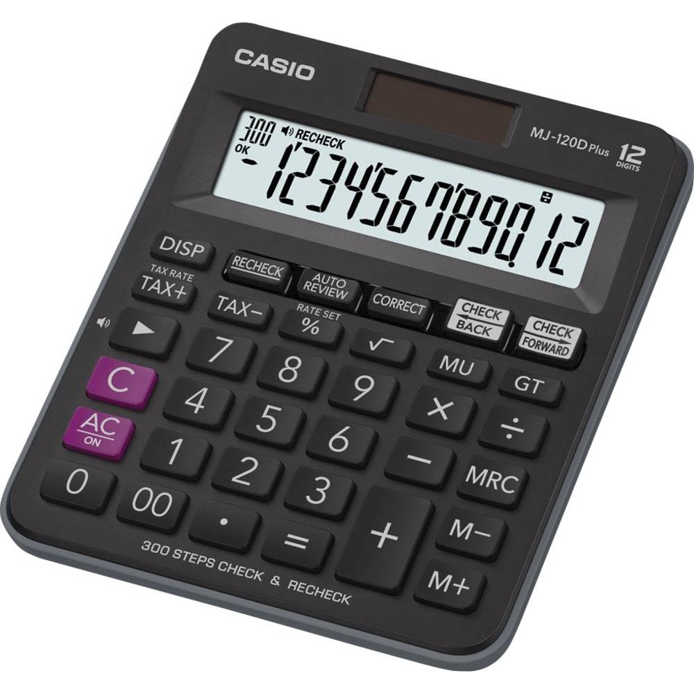 Casio Desktop Calculator Compact with Check & Correct Function, MJ-120DPLUS, Black
