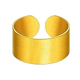 10mm Wide Band Ring For Men Women 18K Gold Plated