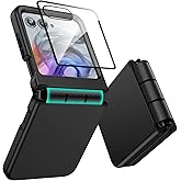 Tccvayar for Motorola Razr 2025/2024 Case with Screen Protector, Hinge Protection [Support Wireless Charging], Soft TPU & Hard PC Dual-Layer Slim Cover, Anti-Scratch for Moto Razr 2025/2024,Black