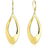 925 Sterling Silver Dangle Earrings for Women, Twist Teardrop Dangling Leverback Earrings, 14K Gold Plated Hypoallergenic Dangly Drop Earings for Women Trendy Jewelry Gifts